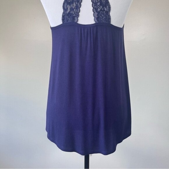 Floreat Anthropologie Navy Lace Racerback Tank Medium - Picture 8 of 9